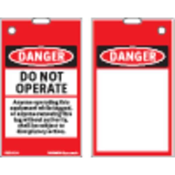 Electromark Lockout Tag, Danger, Polyester, 3-1/4
