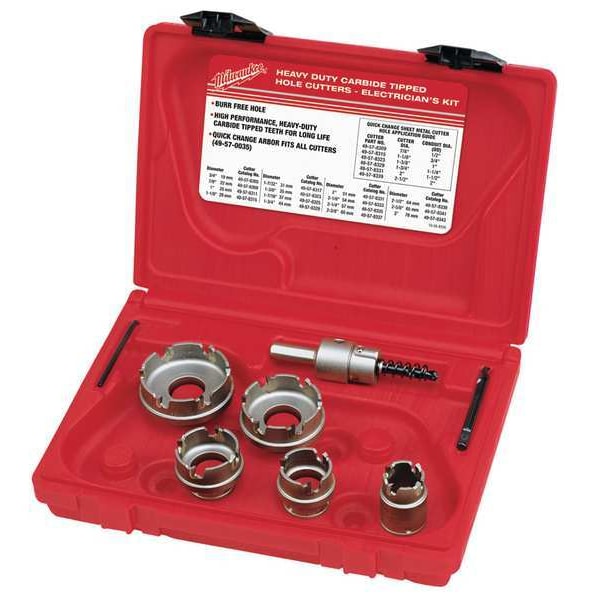 MILWAUKEE Carbide Cutter Sheet Metal Electrician's Kit 7PC (4922