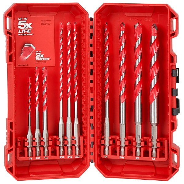 Milwaukee Tool 10 pc. SHOCKWAVE Impact Duty Carbide Hammer Drill Bit