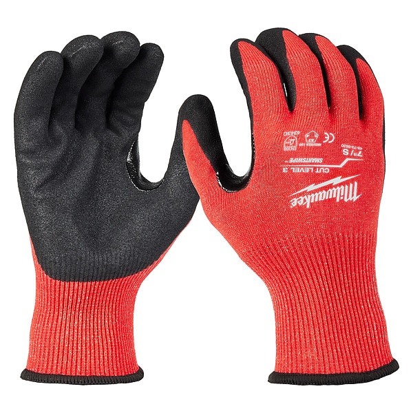 MILWAUKEE Nitrile Work Gloves - Size S, Sandy Palm Dipped, ANSI Abrasion Level 3