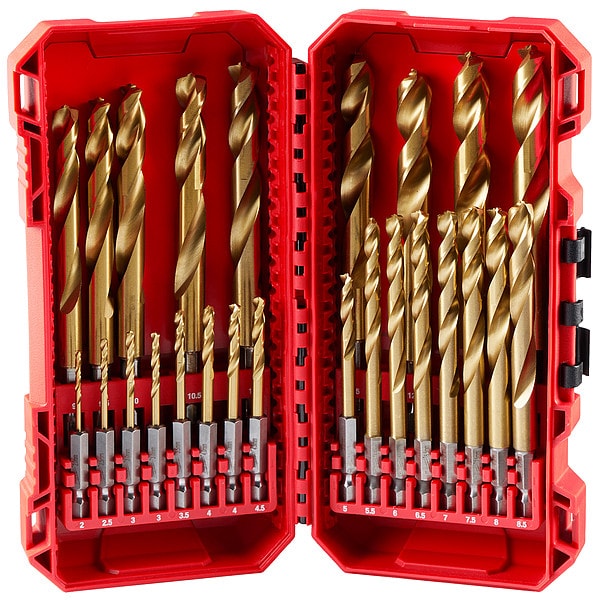 Milwaukee Tool 25 pc. SHOCKWAVE Impact Duty RED HELIX Titanium Metric Drill Bit Set 48-89-4861