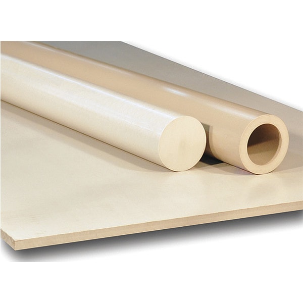 Zoro Select Tan PEEK Rod Stock 4 ft. L, 1-1/2