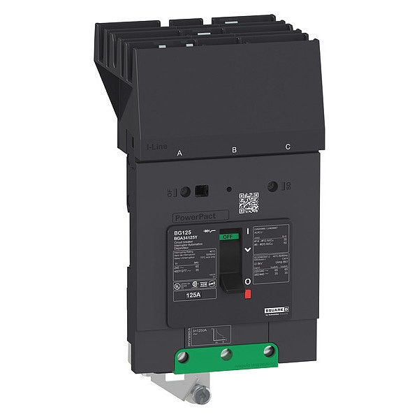 Square D Molded Case Circuit Breaker, 110A, 277/480V AC, 3 Pole, I-Line Mounting Style, BDA Series BDA34110Y