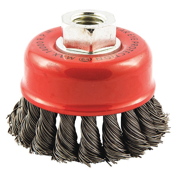 Zoro Select Cup Brush, Knotted, 23/4" dia., Arbor Hole 66252839033 Zoro