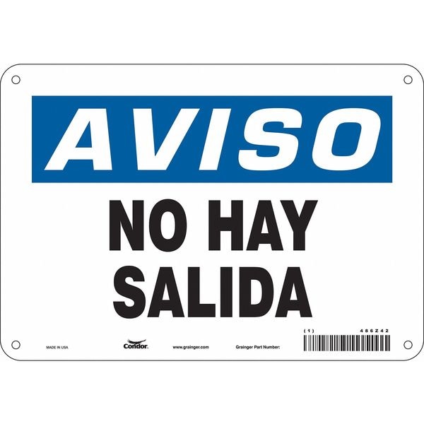 Condor Safety Sign, 7 in Height, 10 in Width, Polyethylene, Spanish
