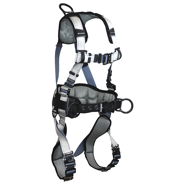 Falltech Full Body Harness, Vest Style, L, Polyester, Blue/Gray