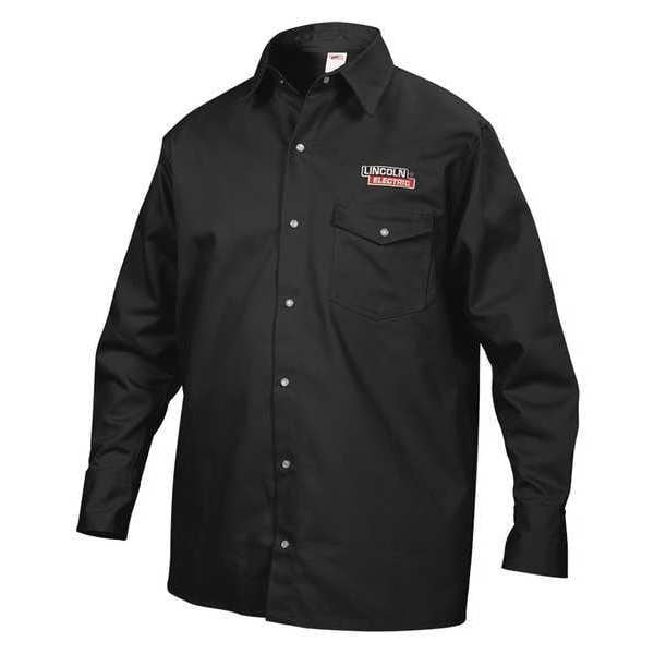 Lincoln Electric Flame-Resistant Collared Shirt, Black, M KH809M