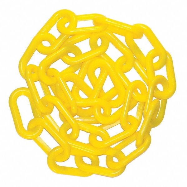 Mr. Chain 2" x 50 ft. Heavy Duty Plastic Chain, Yellow 5100250 Zoro
