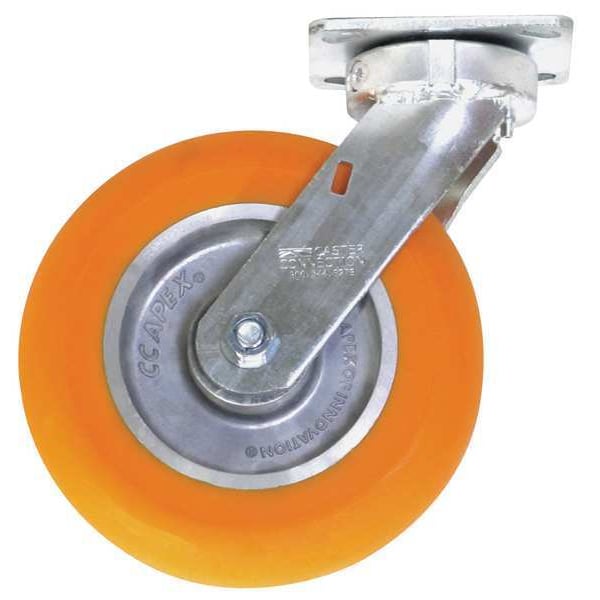 Zoro Select Kingpinless Swivel Plate Caster, Polyurethane, 1200 lb CDP-G-14