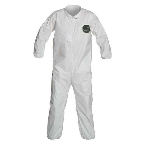 Dupont Collared Disposable Coveralls, 2XL, 25 PK, White, Microporous Film Laminate, Zipper NB125SWH2X002500