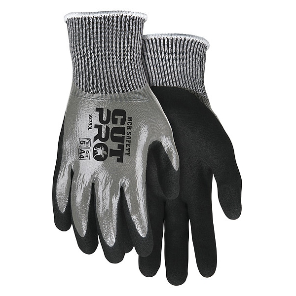 Mcr Safety Cut Resistant Coated Gloves, A4 Cut Level, Foam Nitrile, L