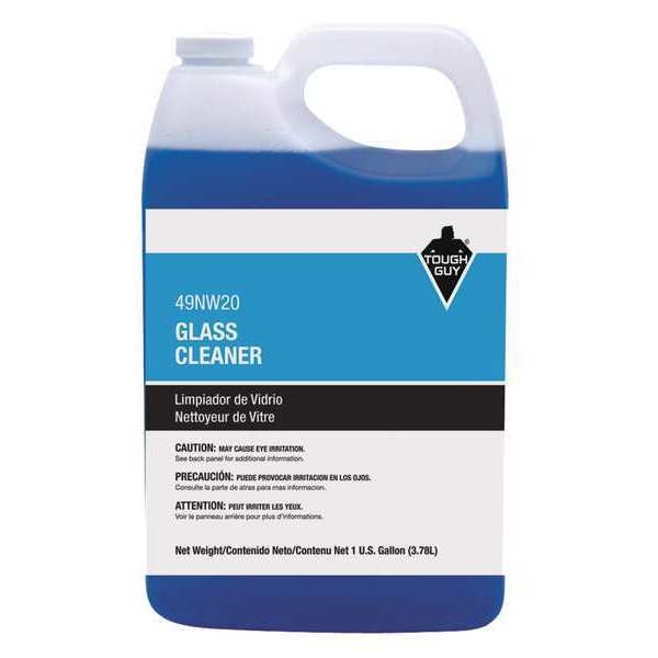 Tough Guy Liquid Glass Cleaner, 1 gal., Blue, Unscented, Jug 49NW20