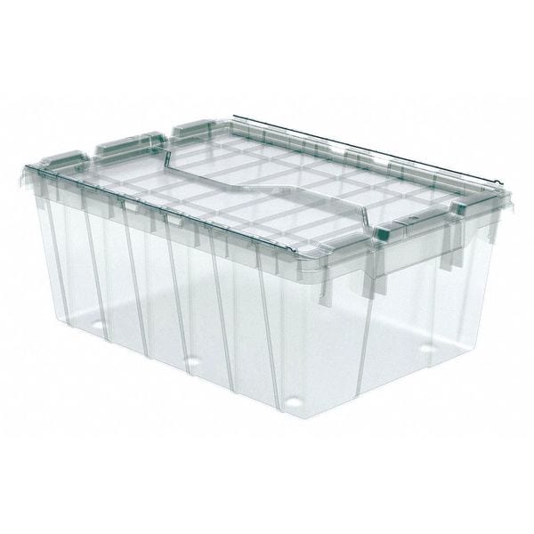 Akro-Mils Clear Attached Lid Container, Industrial Grade Polymer, 21-1/2" L, 15-1/4" W, 9" H 39085SCLAR