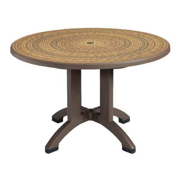 Grosfillex Pedestal Table, Espresso, Round, 29-1/2"H US715037