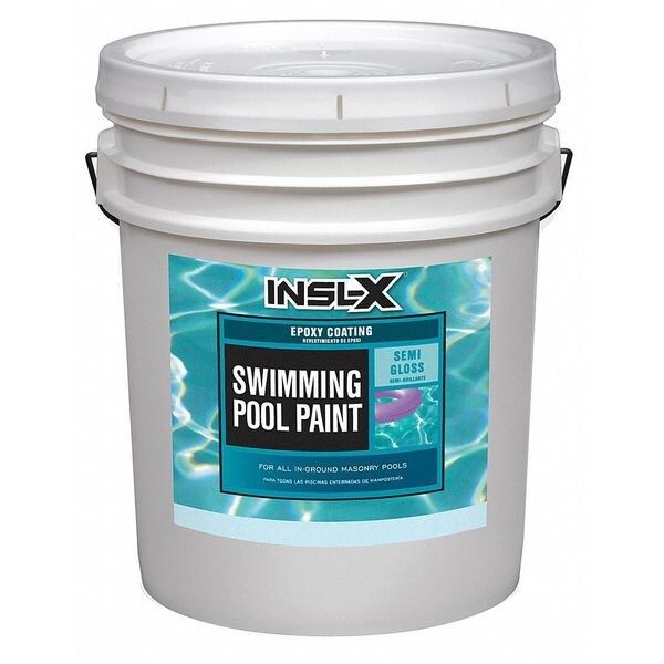 InslX By Benjamin Moore Pool Paint, Semigloss, AcrylicBased Base, Ocean Blue, 5 gal WR1023099