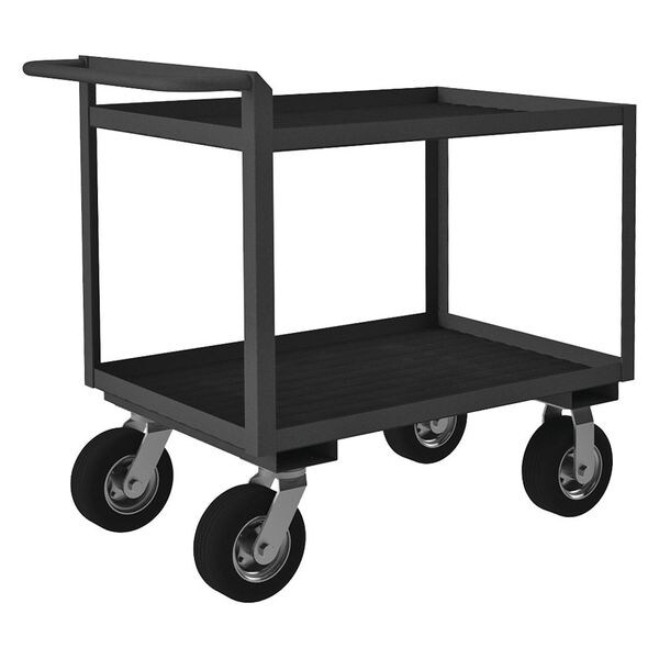 Zoro Select Utility Cart with Lipped Metal Shelves, Steel, Flat, 2
