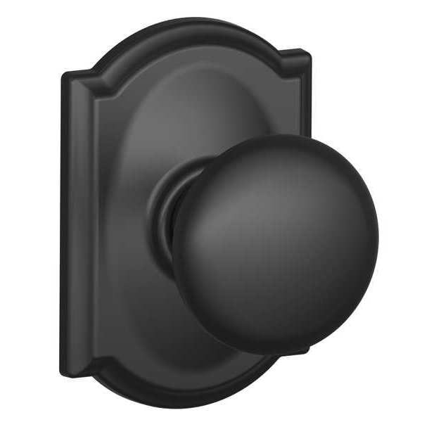 Schlage Matte Black Passage Knob Lockset, Plymouth/Camelot F10 PLY 622