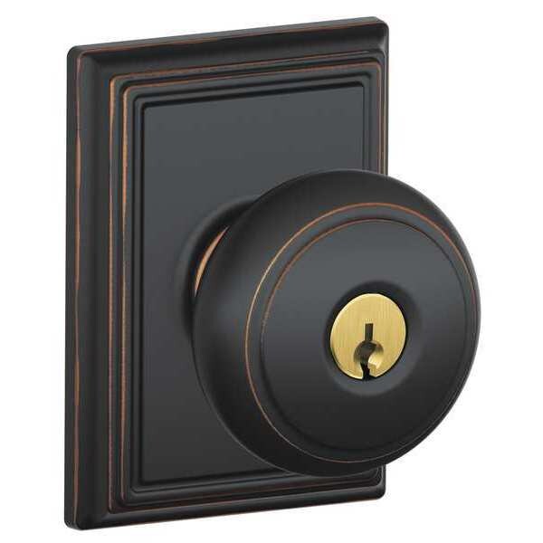Schlage Antique Bronze Entrance Knob Lockset, Andover/Addison F51A AND