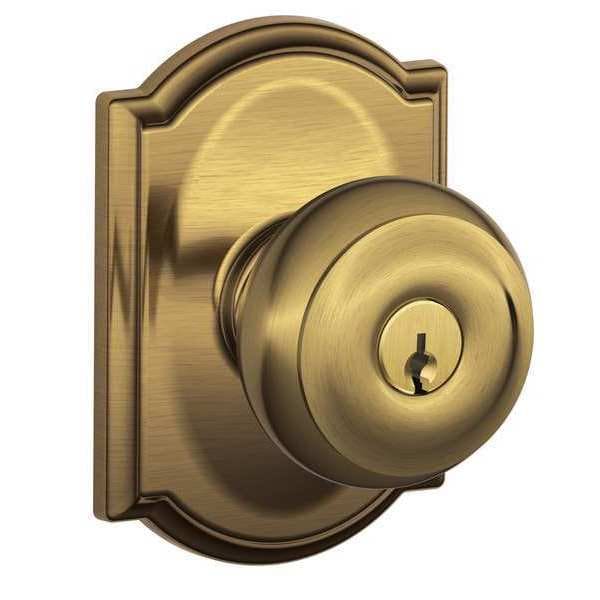 Schlage Antique Brass Entrance Knob Lockset, F51A GEO