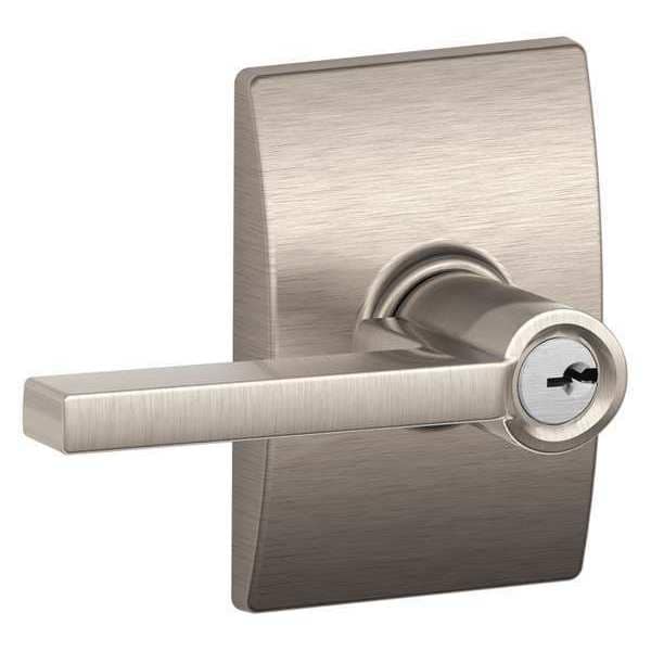 Schlage Satin Nickel Entrance Lever Lockset, Latitude/Century F51A LAT