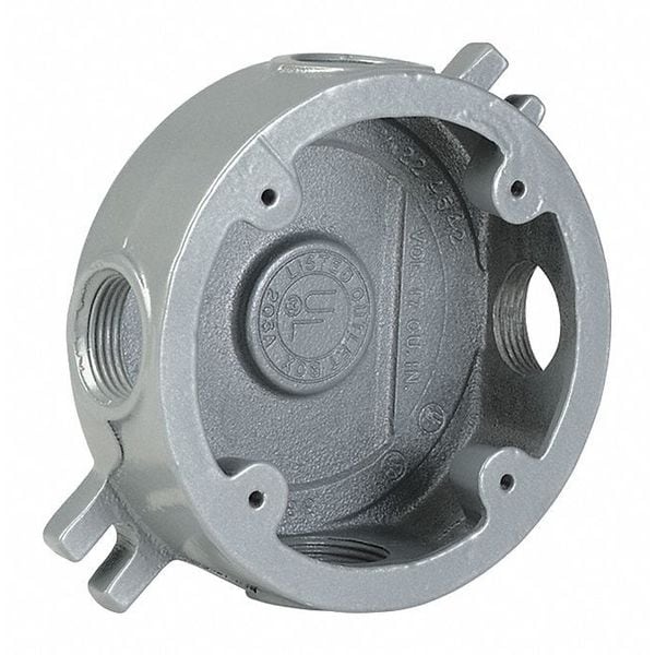 Killark Round Outlet Box, Medium, 1/2" Hub, 2.25"D VLJX-1M