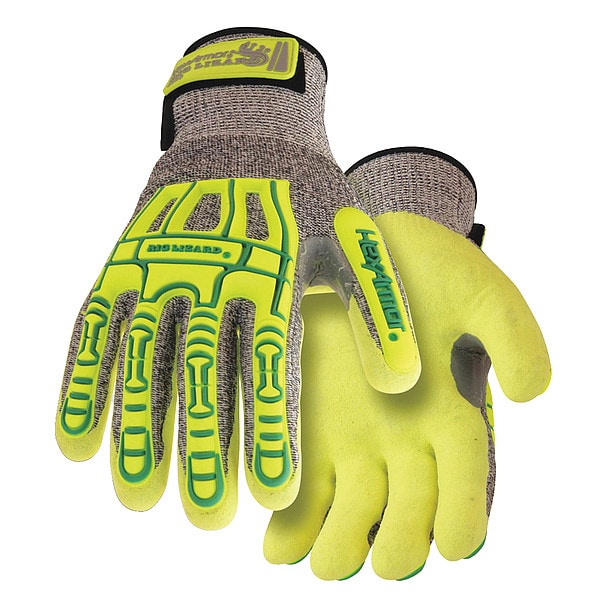 Hexarmor HiVis Cut Resistant Impact Coated Gloves, A4 Cut Level