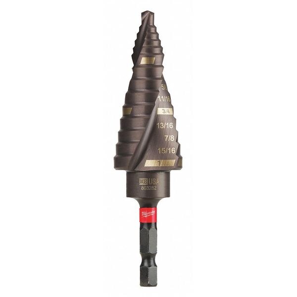 Milwaukee 48899248 62.99 Step Drill Bit, 1/8" to 1" Size Range