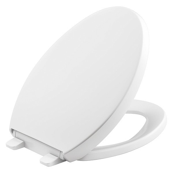 Kohler Toilet Seat, With Cover, Plastic, Elongated, White K40080 Zoro