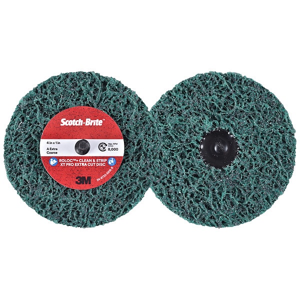 ScotchBrite 4" dia. Green 100 grit Extra Coarse Aluminum Oxide Quick Change Disc 7100176838 Zoro