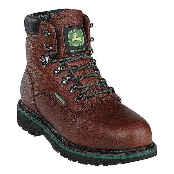 John Deere Size 10-1/2 Men's 6" Work Boot Steel Work Boots, Brown JD6383 10.5W