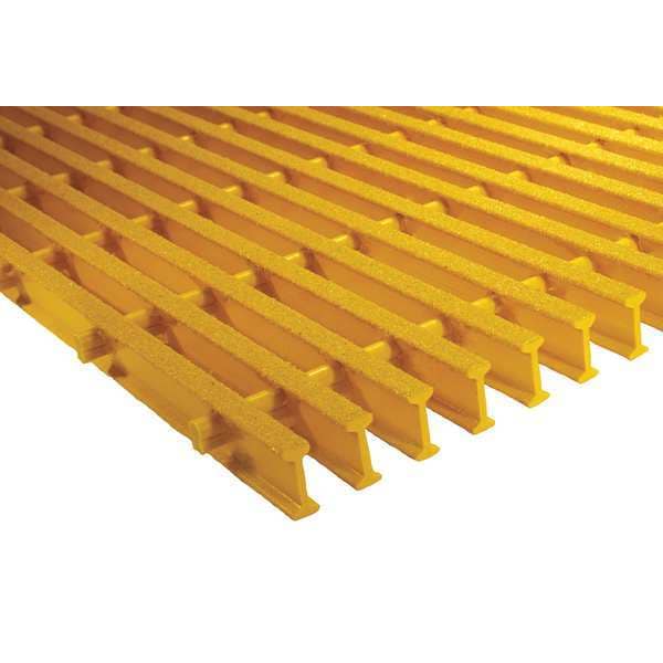 Fibergrate Industrial Pultruded Grating, 48 in Span, Grit-Top Surface, ISOFR Resin, Yellow 872520