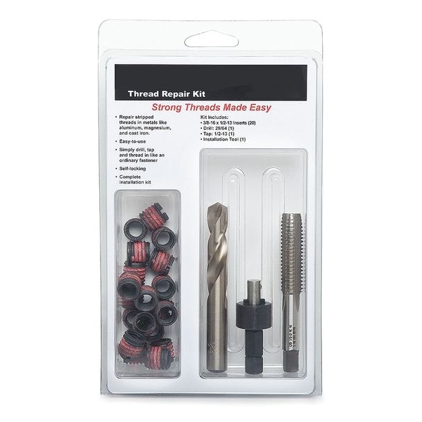 Zoro Select Thread Repair Kit, 1/4-20, 23 Pcs, w/Tool 4AXY1
