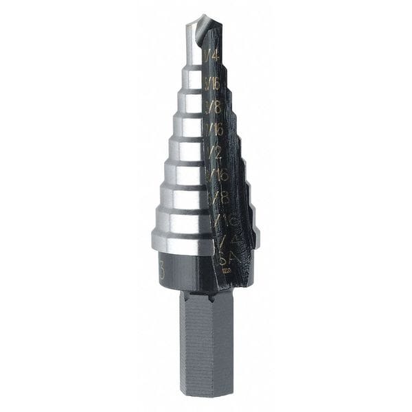 IRWIN UNIBIT HSS Step Drill Bit 9 Sizes, 1/43/4", Bit Length 23/4" (UNIBIT 3) Zoro
