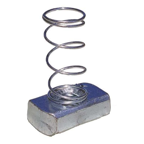 Zoro Select Superstrut Channel Spring Nut, 1/2 In, Silver, PK25 V200 1/2