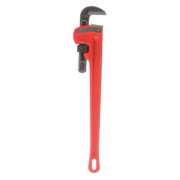 Ridgid Pipe Wrench, Straight, Cast Iron, 24 in L, 3 in Jaw Capacity 24 Zoro