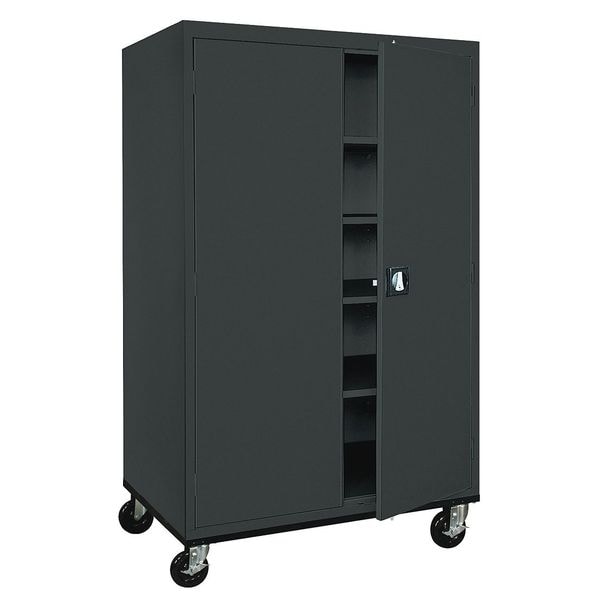 Sandusky Lee Solid Door Storage Cabinet, 46 in W, 78 in H, 24 in D, Black TA4R462472-09