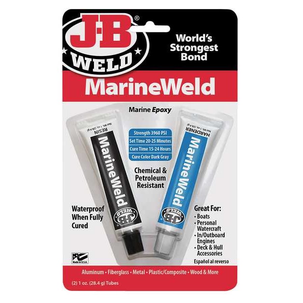 J-B Weld Epoxy Adhesive, Gray, 1:01 Mix Ratio, 6 hr Functional Cure, Tube 8272