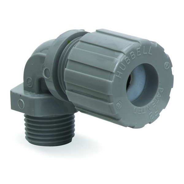 Hubbell Wiring DeviceKellems Liquid Tight Connector, 1/2in, 90 deg, Gray NHC1023CR Zoro