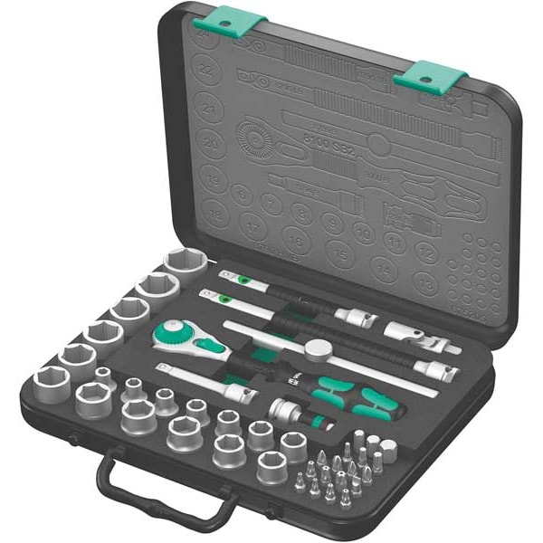Wera 05003594001 279.27 3/8 in Drive Impact Socket Set, Metric, 43 pcs
