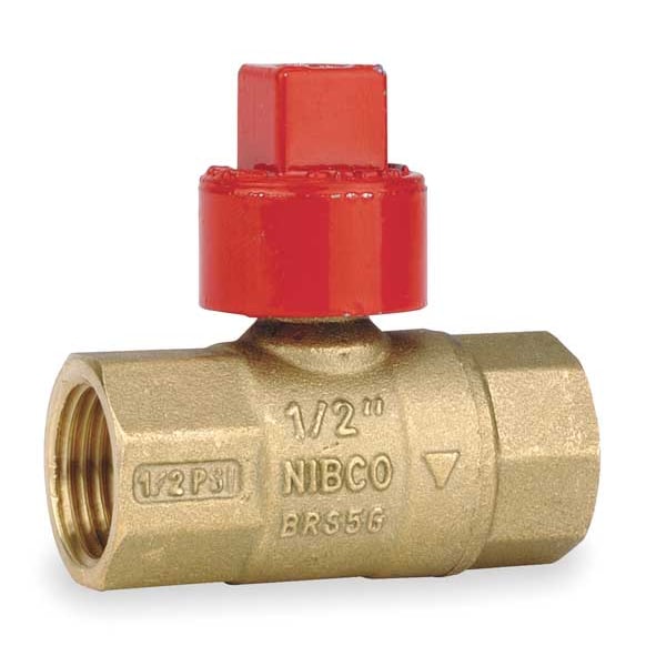 Nibco 1/2" FNPT Brass Gas Ball Valve Inline GB2A Zoro