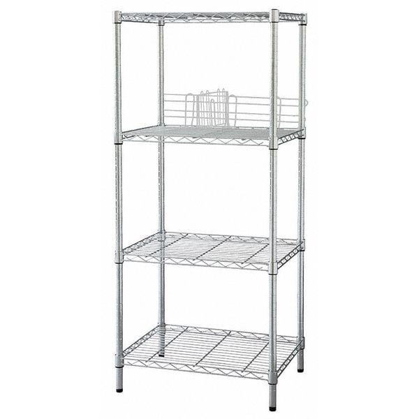 Zoro Select Wire Shelving Unit, 18"D x 48"W x 63"H, 4 Shelves, Chrome