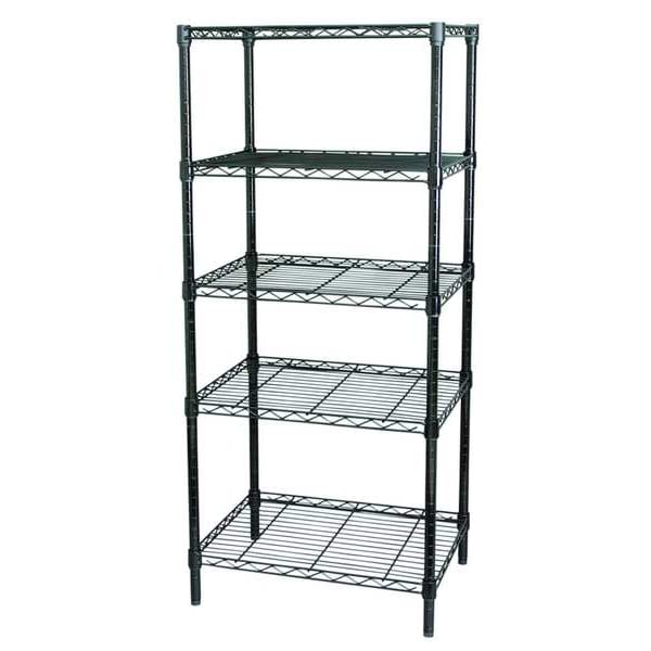Zoro Select Wire Shelving Unit, 18"D x 48"W x 63"H, 5 Shelves, Black