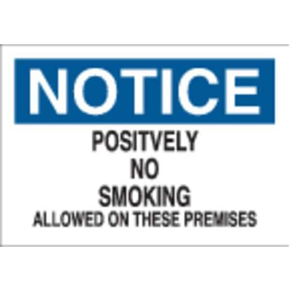 Brady Notice No Smoking Sign, 7" Height, 10" Width, Polyester, Rectangle, English 88388