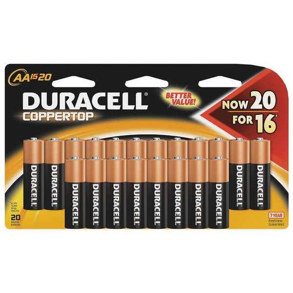 Duracell Duracell CopperTop AA Alkaline Battery, 20 PK MN1500B20Z Zoro