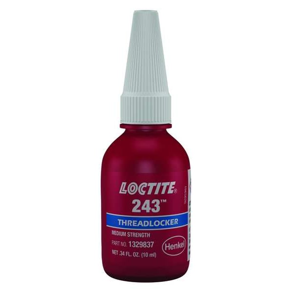 Loctite Primerless Threadlocker, LOCTITE 243, Blue, Medium