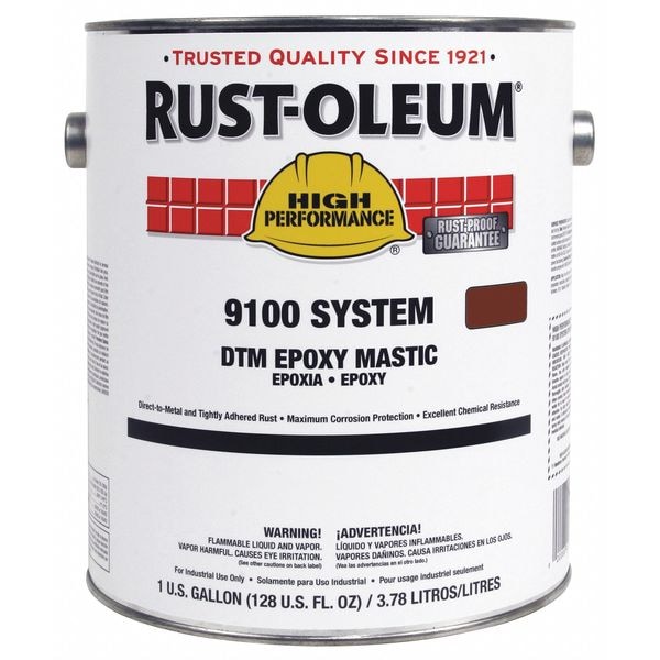 Rust-Oleum Epoxy Mastic Coating, Tile Red, Semi-gloss, 1 gal., 125 to 225 sq. ft./gal., 9100 Series 9168402