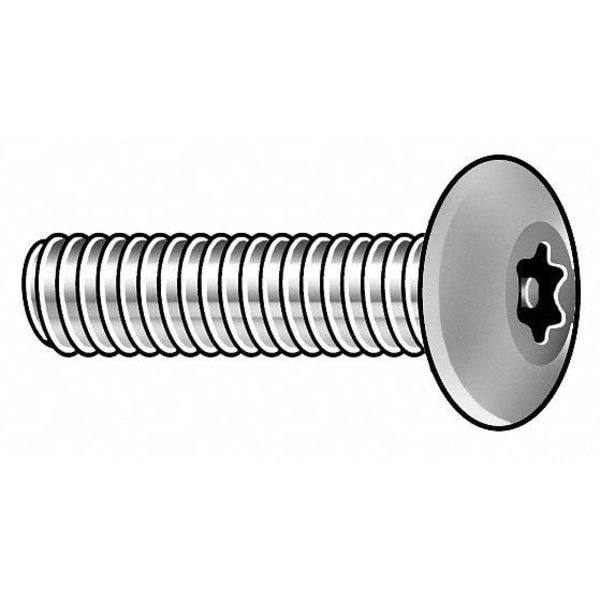 Tamper-Pruf Screw #10-32 x 1/2 in Torx Button Tamper Resistant Screw, 18-8 Stainless Steel, Plain Finish, 25 PK 91180