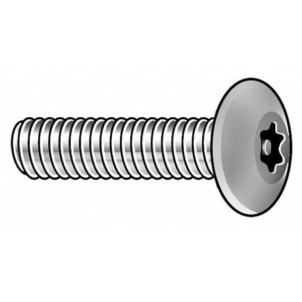 Tamper-Pruf Screws 1/4"-20 x 1 in Torx Button Tamper Resistant Screw, 18-8 Stainless Steel, Plain Finish, 25 PK 91270