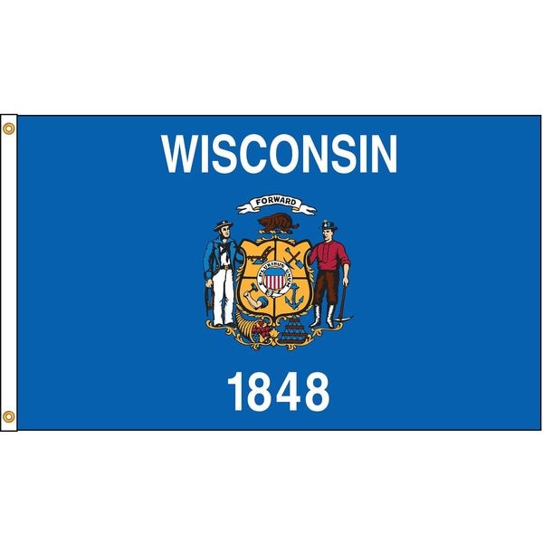 Nylglo Wisconsin Flag, 4x6 Ft, Nylon 145970