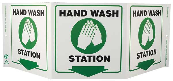 Zing Hand Wash Sign, 7-1/2" Height, 20" Width, Plastic, English 3062